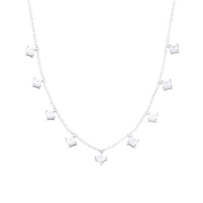 Imagen 2 del producto Collar de Plata Esterlina 925 Choker 9 Circones Colgantes