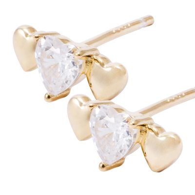 Imagen 2 del producto Aros Revestidos en Oro 18kt Trilogia Corazones Circonita