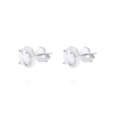 Aros Plata Esterlina Circonita Rodeada de Circones