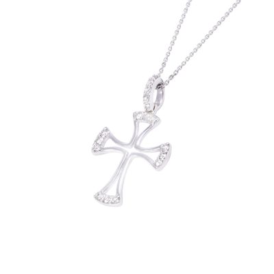 Imagen 2 del producto Collar Oro Blanco 18kt Cruz Sagrada Diamantes 9 Pts