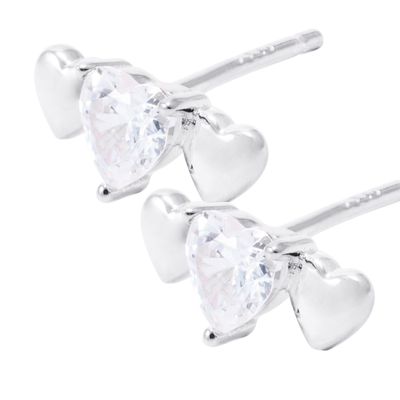 Imagen 2 del producto Aros de Plata Esterlina Trilogía Corazones Circonita