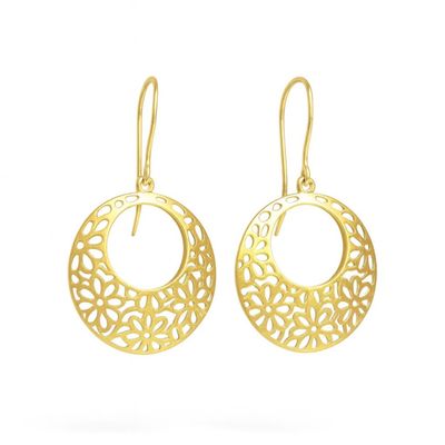 Aros Oro Amarillo 18kt Flor Calados