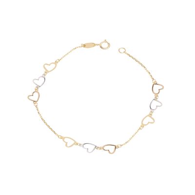 Pulsera de Oro 18kt Trios de Corazones
