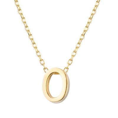 Imagen 2 del producto Collar de Plata Esterlina 925 Letra O Lisa Revestido en Oro 18kt
