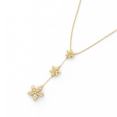 Imagen 1 del producto Collar de Plata Esterlina 925 Tres Flores con Circonita