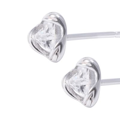 Imagen 2 del producto Aros de Plata Esterlina Triangulo con Circonita