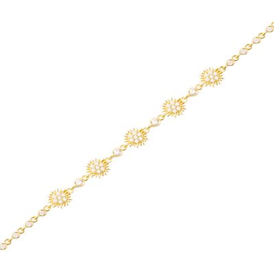 Pulsera Plata Esterlina 925 Cinco Soles Revestido Oro 18kt