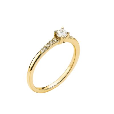 Anillo Oro Amarillo 18kt Circonita-Central 3MM