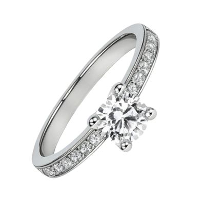 Imagen 2 del producto Anillo Oro Blanco 18kt Solitario Circonita Central 6MM