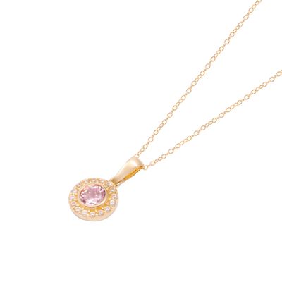 Collar de Oro de 18kt Circonita Rosa de Francia