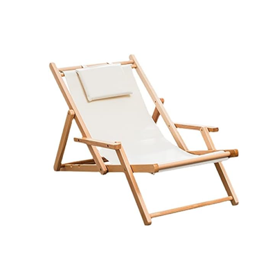 Silla De Playa Reposera Plegable De Lona Y Madera Exteriores
