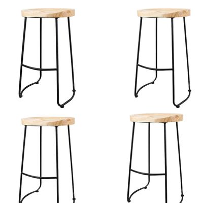 Pack 4 Silla Bar 65cm Taburete Asiento Madera Mostrador