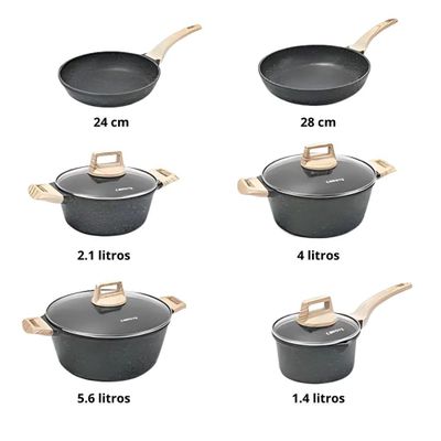 Imagen 2 del producto Batería De Cocina 10 Piezas Antiadherente De Piedra Médica