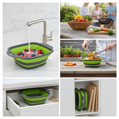 Imagen 2 del producto Colador Escurridor De Silicona 29x21cm Plegable Multiuso