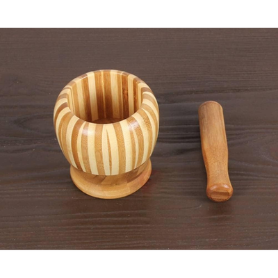Imagen 2 del producto Mortero De Bambú Molinillo Manual Especias Ajo