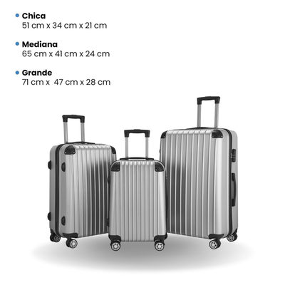 Imagen 2 del producto Set de 3 Maletas de Viaje Equipaje Resistente con Cerradura