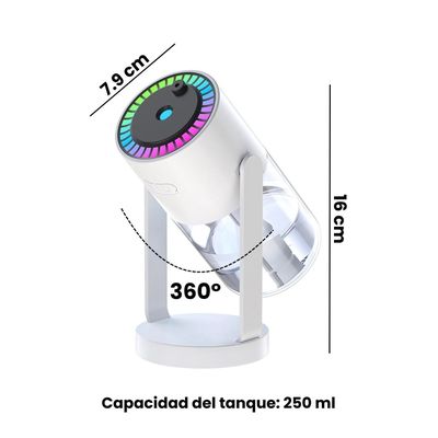 Imagen 2 del producto Humidificador USB y Proyección Luz Cielo Estrellas Portátil
