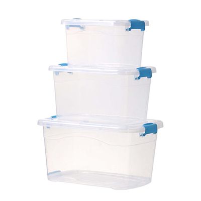 Set De 3 Caja de Almacenamiento de Plastico y Tapa