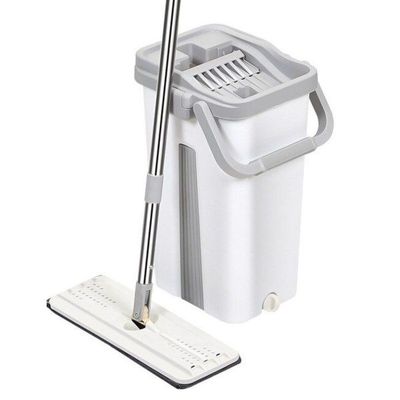 Trapeador Escurridor Mopa Rotativa Gris Con Repuesto