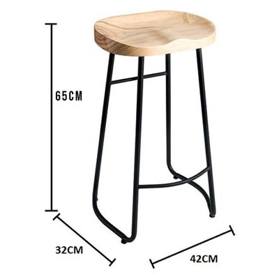 Imagen 2 del producto Silla De Bar 65 Cm Taburete Barra Asiento Madera Mostrador