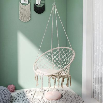 Imagen 2 del producto Silla Colgante Beige Tipo Hamaca Para Terraza Jardín Living