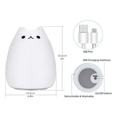 Imagen 2 del producto Lampara Led Silicona Gato Kawaii Luz Nocturna Espanta Cuco