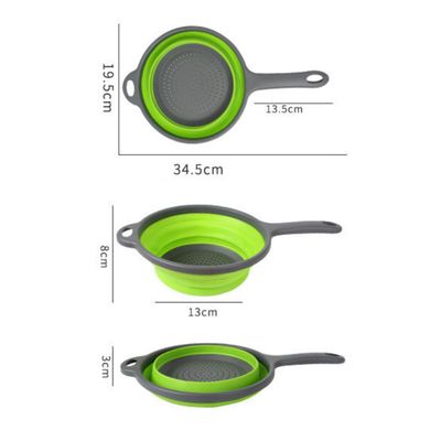 Imagen 2 del producto Colador Escurridor Circular De Silicona Plegable Con Mango