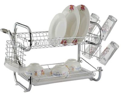 Escurridor de Platos 2 Niveles Soporte Utensilios