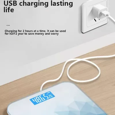 Imagen 2 del producto Balanza Pesa Baño Usb Digital Vidrio Templado 180kgs