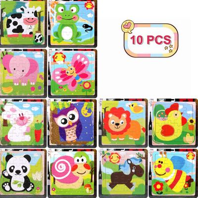 Pack de 10 Rompecabezas de Animales y Vehiculos 15