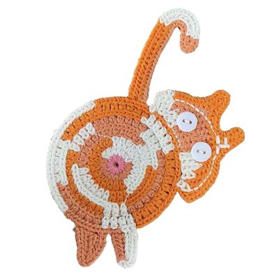 Imagen 2 del producto Pack 2 Posavasos De Gato Tejido a Punto Regalo Divertido