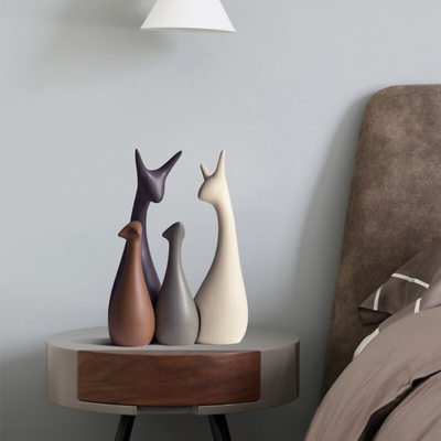 Imagen 2 del producto Juego De 4 Adornos Abstractos Familia De Ciervos De Cerámica