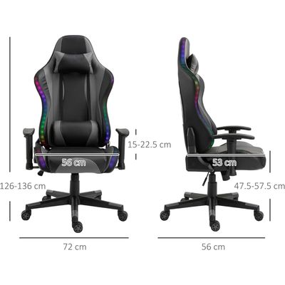 Imagen 2 del producto Silla Gamer Luz RGB Soporte Lumbar Reclinable Reposapiés