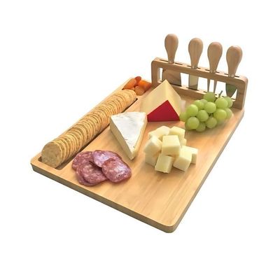 Tabla de Madera Para Picoteo Con 4 Cuchillos