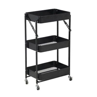 Estante Organizador Plegable Cocina Baño 3 Niveles - Negro