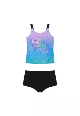 Traje de Baño Niña Teens Tankini UV50  Hot Pant H2O Wear Negro