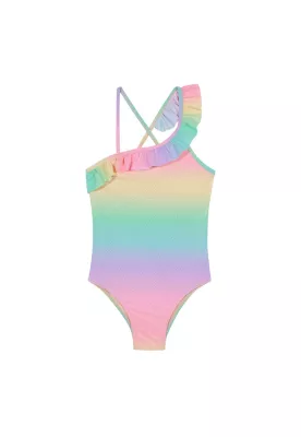 Traje de Baño Entero UV30+ Un Hombro para Niña Rosado