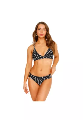 Traje de Baño Bikini Top Banda Doble para Mujer Negro