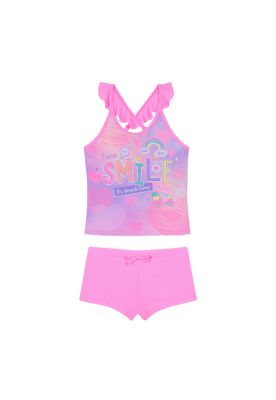 Imagen 2 del producto Traje de Baño Tankini UV30+ con Vuelos para Niña Fucsia
