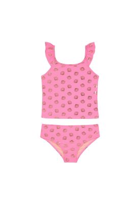 Traje de Baño Tankini UV30+ Top con Mangas para Niña Coral