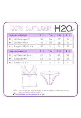 Imagen 2 del producto Traje de Baño Niña Teens Tankini UV30 + en V H2O Wear