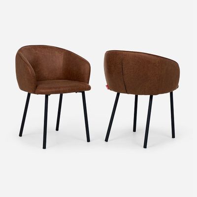 Set 2 Poltronas Rosen Turif Tela Camel