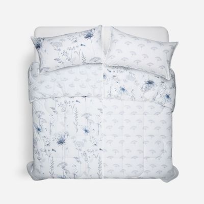 Plumón Algodón Reversible Valencia Azul/Blanco Súper King