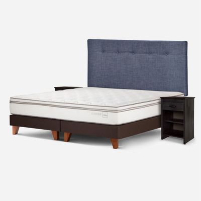 Imagen 2 del producto Cama Classique+ King + Respaldo y Veladores Maurice Denim
