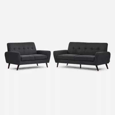 Set Sofá Rosen Adele 3 y 2 Cuerpos Tela Grafito