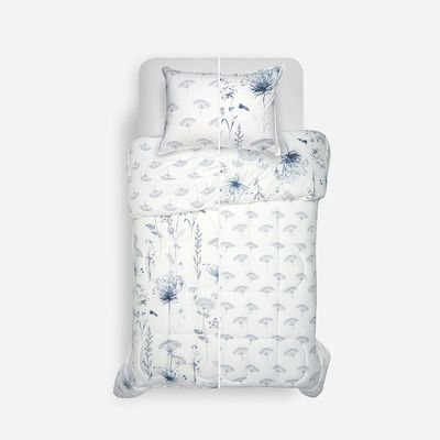 Plumón Algodón Reversible Valencia Azul/Blanco 1,5 Plazas