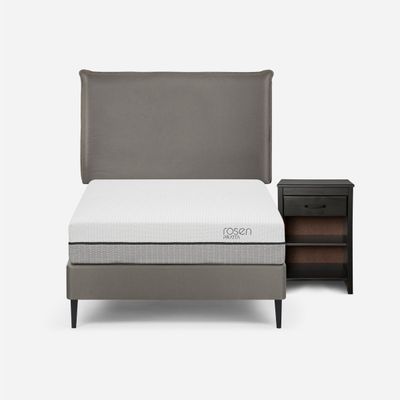 Cama Europea Pratta 1,5 Plazas Pata Acero + Muebles Maurice