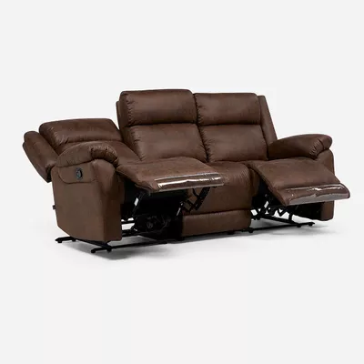 Sofá Reclinable Ascott 3 Cuerpos Manual Cuero PU Chocolate