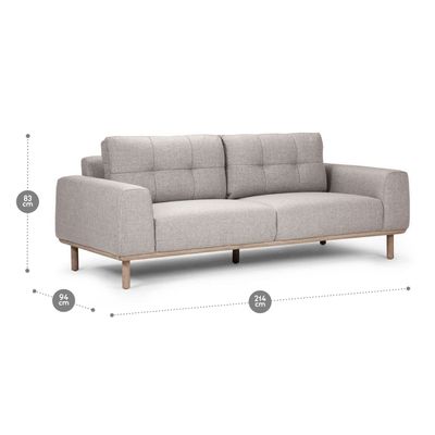 Imagen 2 del producto Sofá Rosen Biada 3 Cuerpos Tela Gris Perla