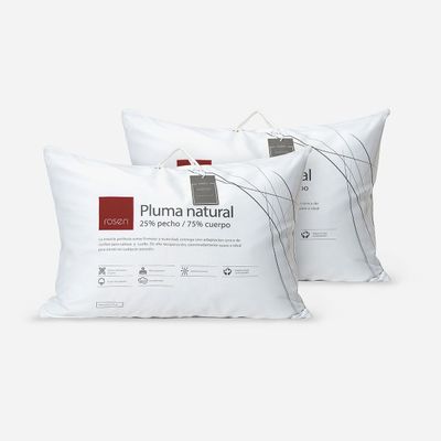 Set 2 Almohada Pluma Natural 25% S/Fuelle Americana 50x70 cm